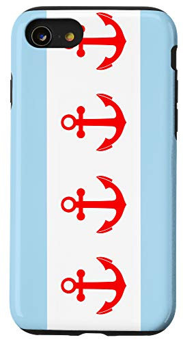 iPhone SE -2020- - 7 - 8 Nautical Chicago Flag Anchors Captain Boating Sailboat Lake Case