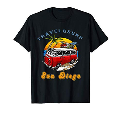 Vintage Travel Surf San Diego Cool Retro Surf Van Gift T-Shirt