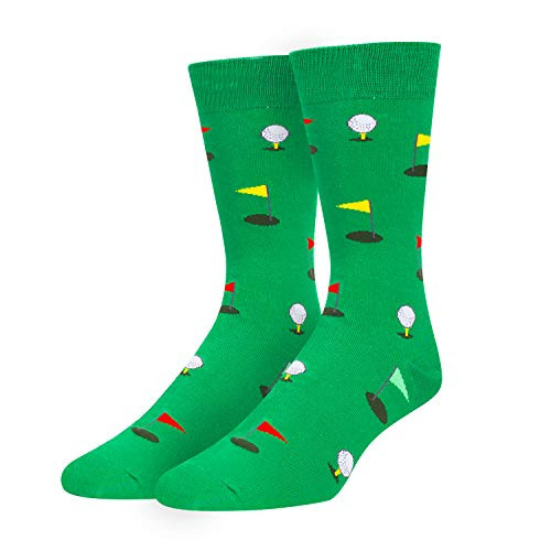HAPPYPOP Mens Golf Socks Funny Crazy Novelty Sporting Crew Socks in Green Gift HAPPYPOP Mens Golf Socks Funny Crazy Novelty Sporting Crew Socks in Green Gift