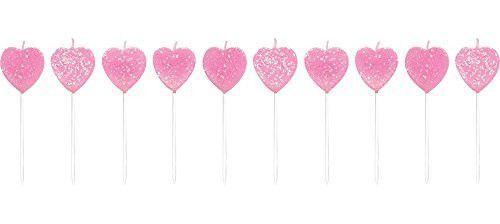 Creative Converting 101040 Pick Sets with Glitter Cake Candle 3" Pink
