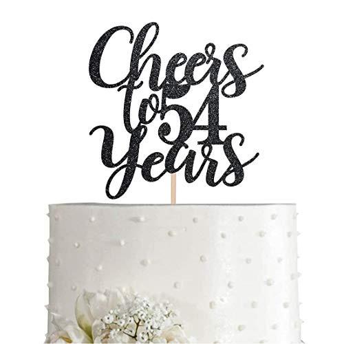 54 Black Glitter Happy 54th Birthday Cake Topper  Cheers to 54 Years Party Cake Topper Decorations  Supplies
