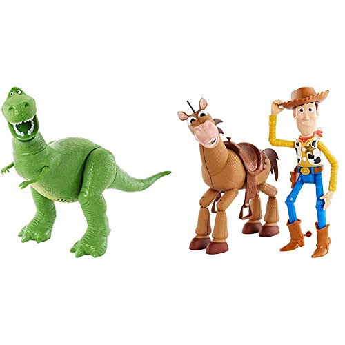 Disney Pixar Toy Story 4 True Talkers Rex Figure 7-8 in - 19-81 cm-Tall Posable Talking Character Figure? and Disney Pixar Woody and Bullseye Adventur Disney Pixar Toy Story 4 True Talkers Rex Figure 7-8 in - 19-81 cm-Tall Posable Talking Character Figure? and Disney Pixar Woody and Bullseye Adventur