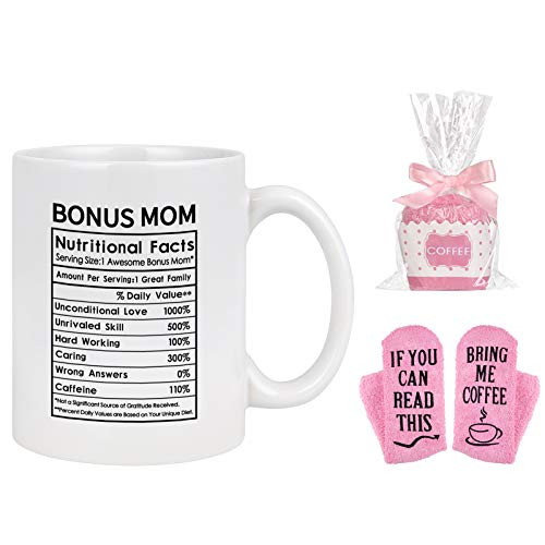 Mom Coffee Mug Mom Nutritional Facts Mug for Mom from Daughter Son Funny Mom Coffee Mug for Mom Women Mom Cups 11 Oz White with Socks