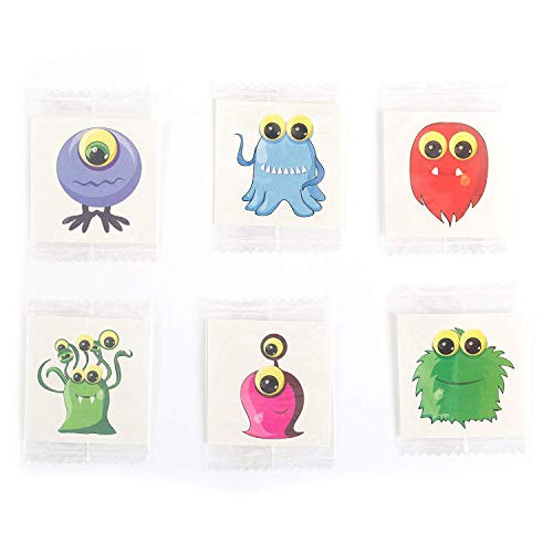 Fun Central 72 Pieces - Monster Temporary Tattoos for Kids and Adults - Assorted