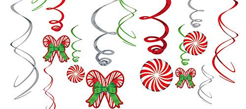 Candy Cane Swirl Decorations 12ct