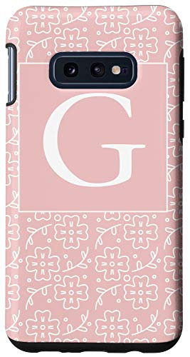 Galaxy S10e Floral Monogram Letter G Pink Case