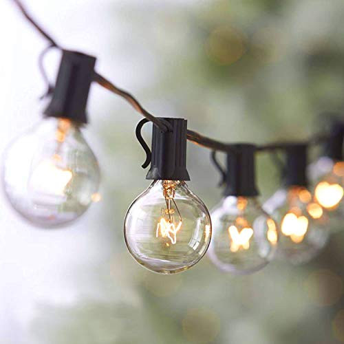 Bomcosy Outdoor String Lights  25Ft G40 Globe String Lights with 12-3pcs-Spare- 5W Clear Bulbs  2200K Warm White  Waterproof Connectable Commercial Ba