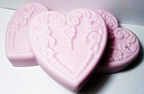 3 Pc Large Heart shaped Carnation Scented Soap Set - Shea Butter Goat Milk Soap