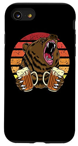 iPhone SE -2020- - 7 - 8 Vintage Bear with Beer Camping Outdoor Hiking Lover Gift Case
