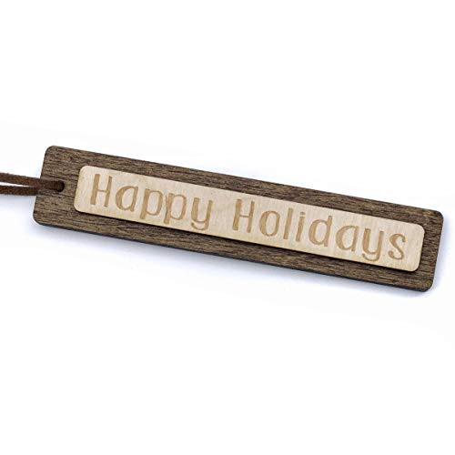 Happy Holidays Wood Engraved Christmas Tree Ornament
