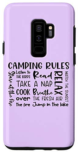 Galaxy S9- Camping Rules Lavender Black Nature Outdoors Lover Gift Case