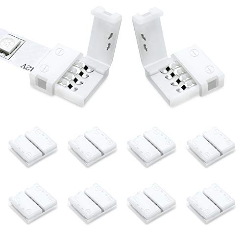 LightingWill 10Pack 4-Pin RGB LED Light Strip Connector 10mm Unwired Gapless Solderless Adapter Connectors for 5050 Multicolor LED Strip Light LightingWill 10Pack 4-Pin RGB LED Light Strip Connector 10mm Unwired Gapless Solderless Adapter Connectors for 5050 Multicolor LED Strip Light