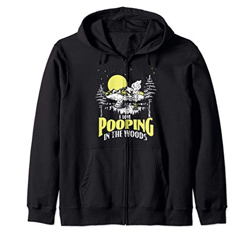 I Love Pooping in the Woods Funny Vintage Camping Night Zip Hoodie