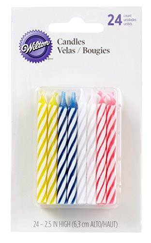 Wilton Birthday Candles, 2.5-Inch, Assorted Striped Spirals, 24-Pack