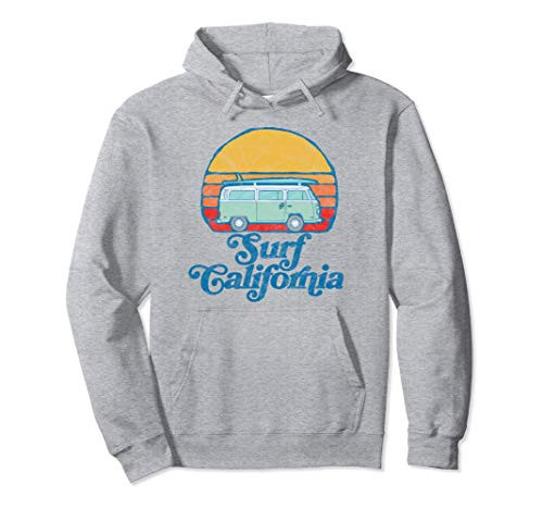 Retro California Hippie Van Groovy Beach Bum Surfer Graphic Pullover Hoodie