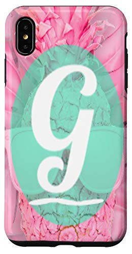 iPhone XS Max Tropical Pineapple Monogram Letter G Pink Sunglasses Case