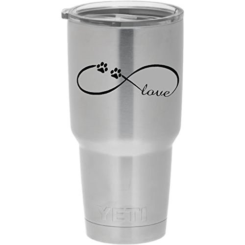 Cup drinkware tumbler sticker - Paw print infinity love dog animal lover pets - cool sticker decal