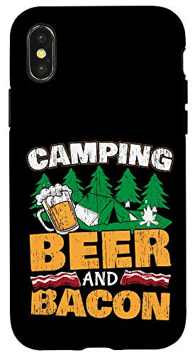 iPhone X-XS Camping Beer And Bacon Outdoor Hiking and Beer Lover Case