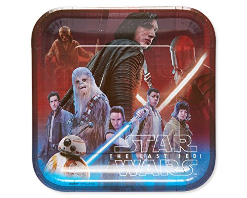 American Greetings Star Wars: the Last Jedi 8 Count Dinner Square Large Party Plates