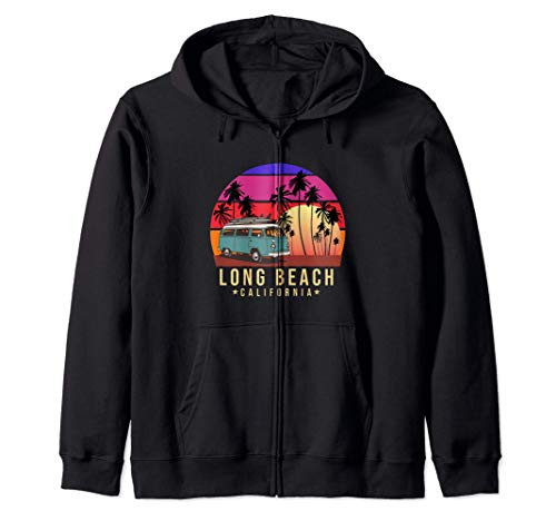 California Surf Long Beach Vintage Van Surfer Zip Hoodie