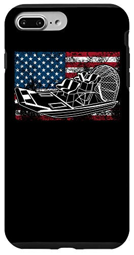 iPhone 7 Plus-8 Plus Funny Airboat US Flag Gift For Men Cool 4th Of July Captain Case