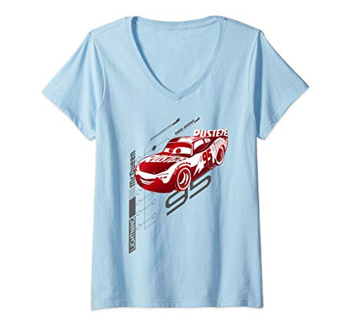 Womens Disney Pixar Cars McQueen Digital Profile V-Neck T-Shirt Womens Disney Pixar Cars McQueen Digital Profile V-Neck T-Shirt
