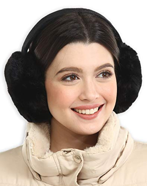 Ear Muffs for Women - Winter Ear Warmers - Soft and Warm Cable Knit Furry Fleece Foldable Earmuffs Ear Covers for Cold Weather
