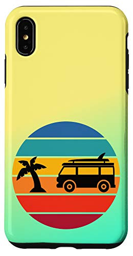 iPhone XS Max Rainbow Sunset Hippie Van Palm Tree Beach California Case