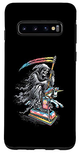 Galaxy S10 Grim Reaper riding Unicorn Occult Halloween Goth Case Case