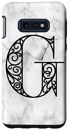 Galaxy S10e First Last Name Initial Letter G on White Black Design Case