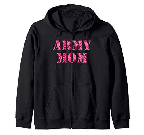 Pink Digital Camo Shirt  Proud Army Mom Zip Hoodie