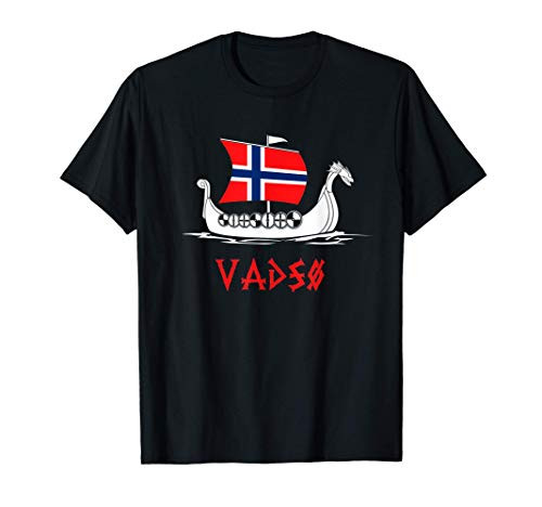 Boat Norwegian Flag Norway Viking Ship Vadsø T-Shirt Boat Norwegian Flag Norway Viking Ship Vadsø T-Shirt
