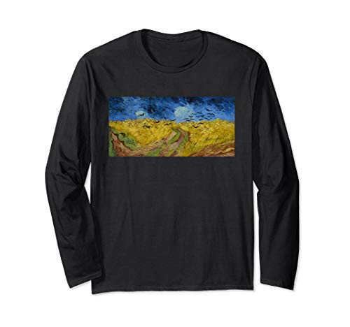 Vincent van Gogh Wheatfield with Crows - Famous Painting Long Sleeve T-Shirt