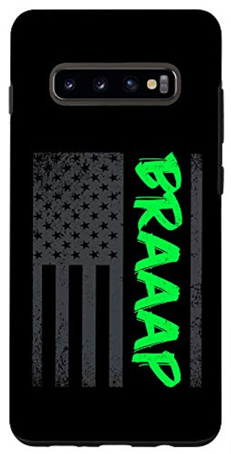 Galaxy S10- Brap Braap-Braaap Vintage USA Flag Dirt Bike Jet Ski ATV Case Galaxy S10- Brap Braap-Braaap Vintage USA Flag Dirt Bike Jet Ski ATV Case