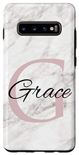 Galaxy S10- Grace Pink Monogram Letter G Girls Personalized Name Case