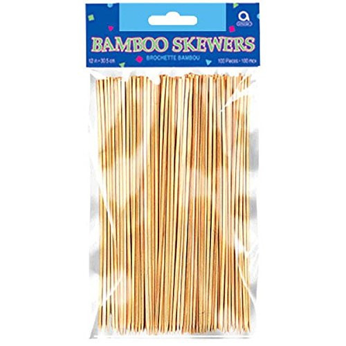Amscan Party Ready Durable Bamboo Skewers Serveware, 8", Pack of 100