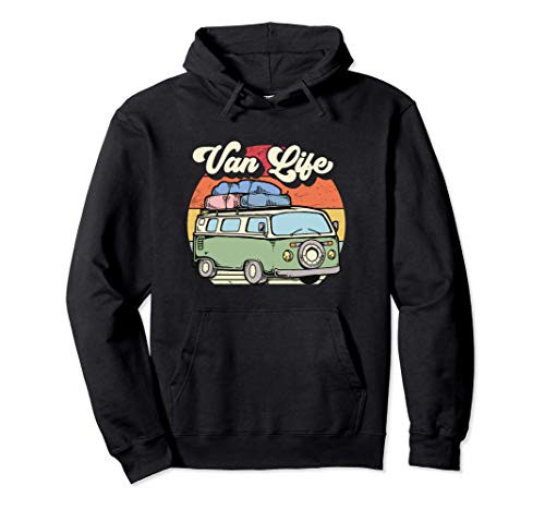 Van Life  Retro 70s Style Sunset Vintage Camper Van Pullover Hoodie