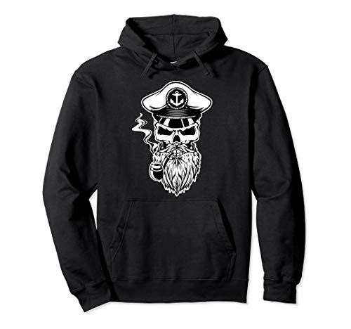 Captain Skull Beard Sailor Navigator Boat Pullover Hoodie
