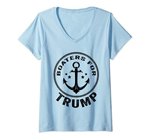 Womens Boaters For Trump 2020 Trump Supporters Boat Parade 2020 V-Neck T-Shirt
