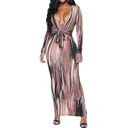 MEALIYA Women Long Sleeve Party Slim Dress Bodycon Sexy V Neck Club Maxi Dresses MEALIYA Women Long Sleeve Party Slim Dress Bodycon Sexy V Neck Club Maxi Dresses
