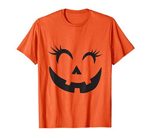 Winking Eye Halloween Lashes Jack-O-Lantern Pumpkin Face T-Shirt