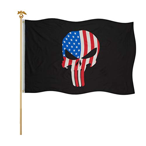 FRF Punisher Flag 3x5 Outdoor American Flags Military Skull Red US Flag Banner with Two Brass Grommet