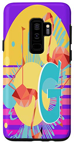 Galaxy S9- Pink Flamingos Gradient Sunset Tropical Monogram Letter G Case