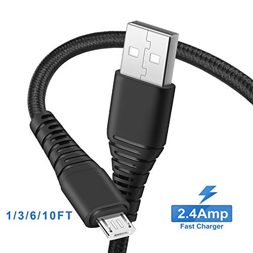 Micro USB Cable Android Charger  -3-Pack 6FT- Micro USB Android Charger Cable Nylon Braided Cord Compatible with Samsung Galaxy S7 S6 J7 Note 5  Kindl