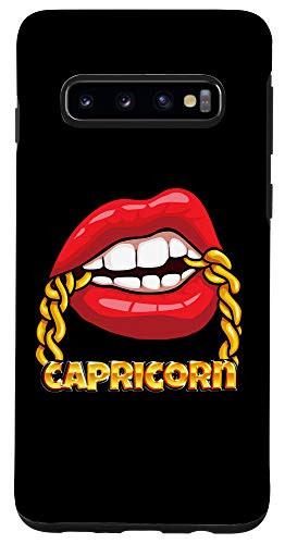 Galaxy S10 Juicy Lips Gold Chain Capricorn Zodiac Sign Case