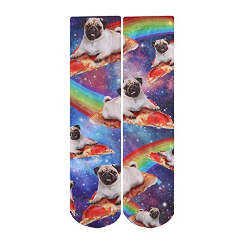 Zmart Pug Socks for Women Girls Cute Pizza Space Galaxy Rainbow 3D Print Cool Funny Dogs Socks