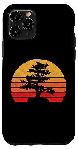 iPhone 11 Pro Retro Sun Minimalist Bonsai Tree Design Graphic Case