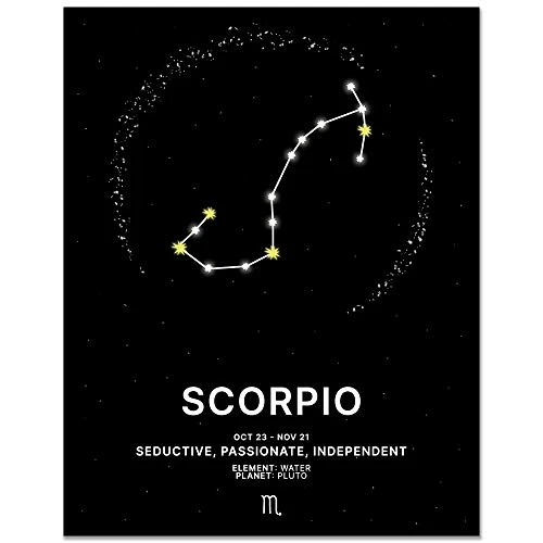 11x14 Scorpio Horoscope Sign Poster-Astrology-Zodiac Sign-Zodiac Poster-Horoscope Gifts-Living Room Decorations-Bedroom Decor-Black Wall Art-Home Wall