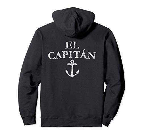 El Capitan -Vintage White Back- Captain Boat and Sail Pullover Hoodie