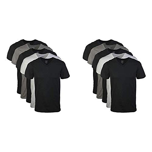 Gildan Mens V-Neck T-Shirts 5 Pack  Multi  Large and Gildan Mens V-Neck T-Shirts Multipack  Assorted -5 Pack-  Small